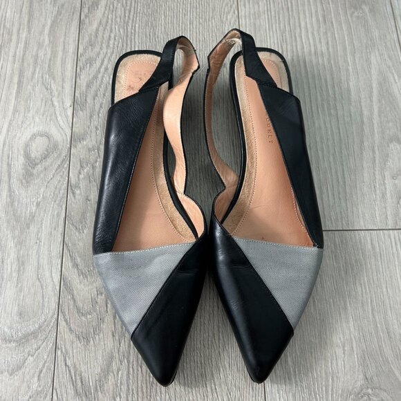 Roland Mouret Pointed Toe Black Silver Wedge Heel Shoes - Picture 1 of 11